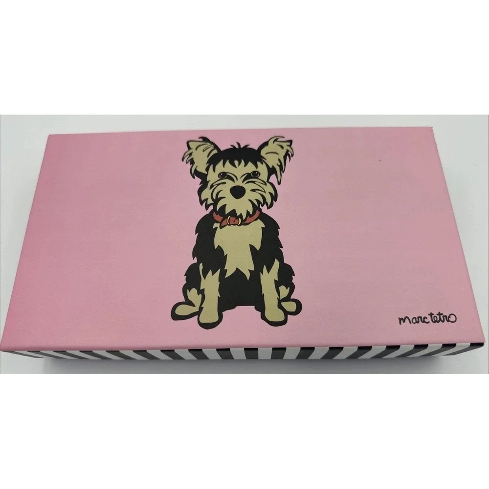 Marc Tetro Yorkie Dog Pink Zip Around Wallet With Gift Box NWT